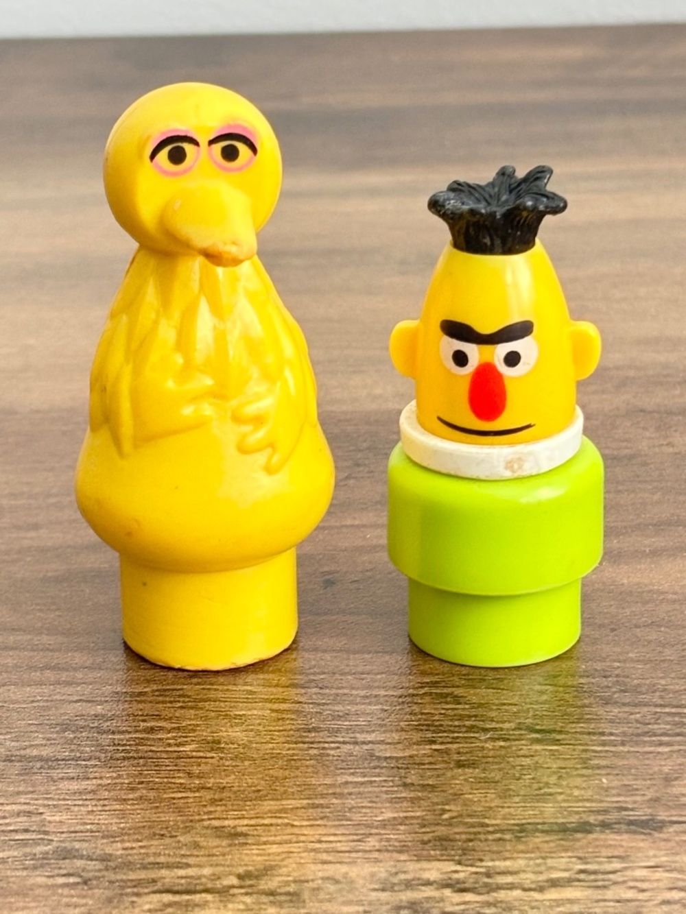 VINTAGE Fisher Price Little People Sesame Street Bert & Big Bird Figures 1970's